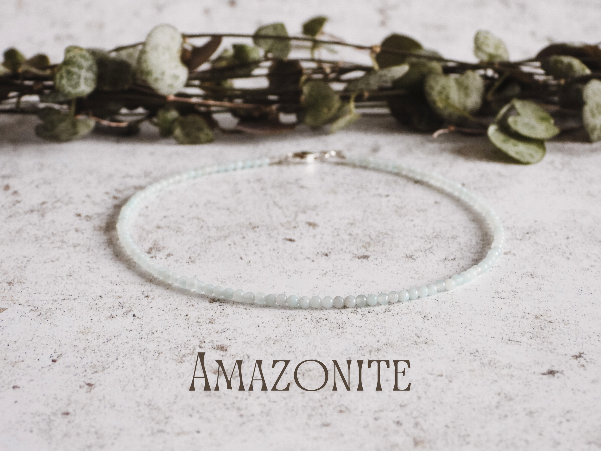 dainty amazonite gemstone 2mm beaded anklet