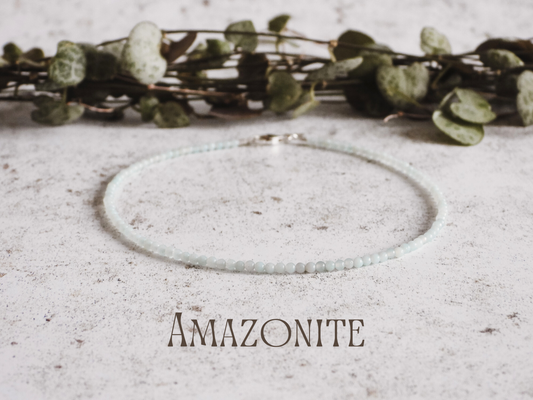 dainty amazonite gemstone 2mm beaded anklet