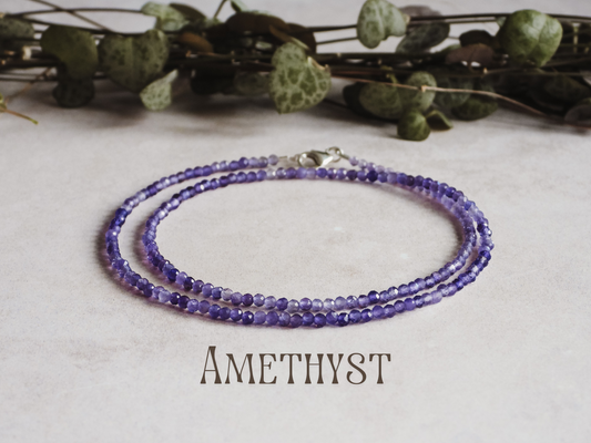Dainty Amethyst "Sobriety" Gemstone Necklace
