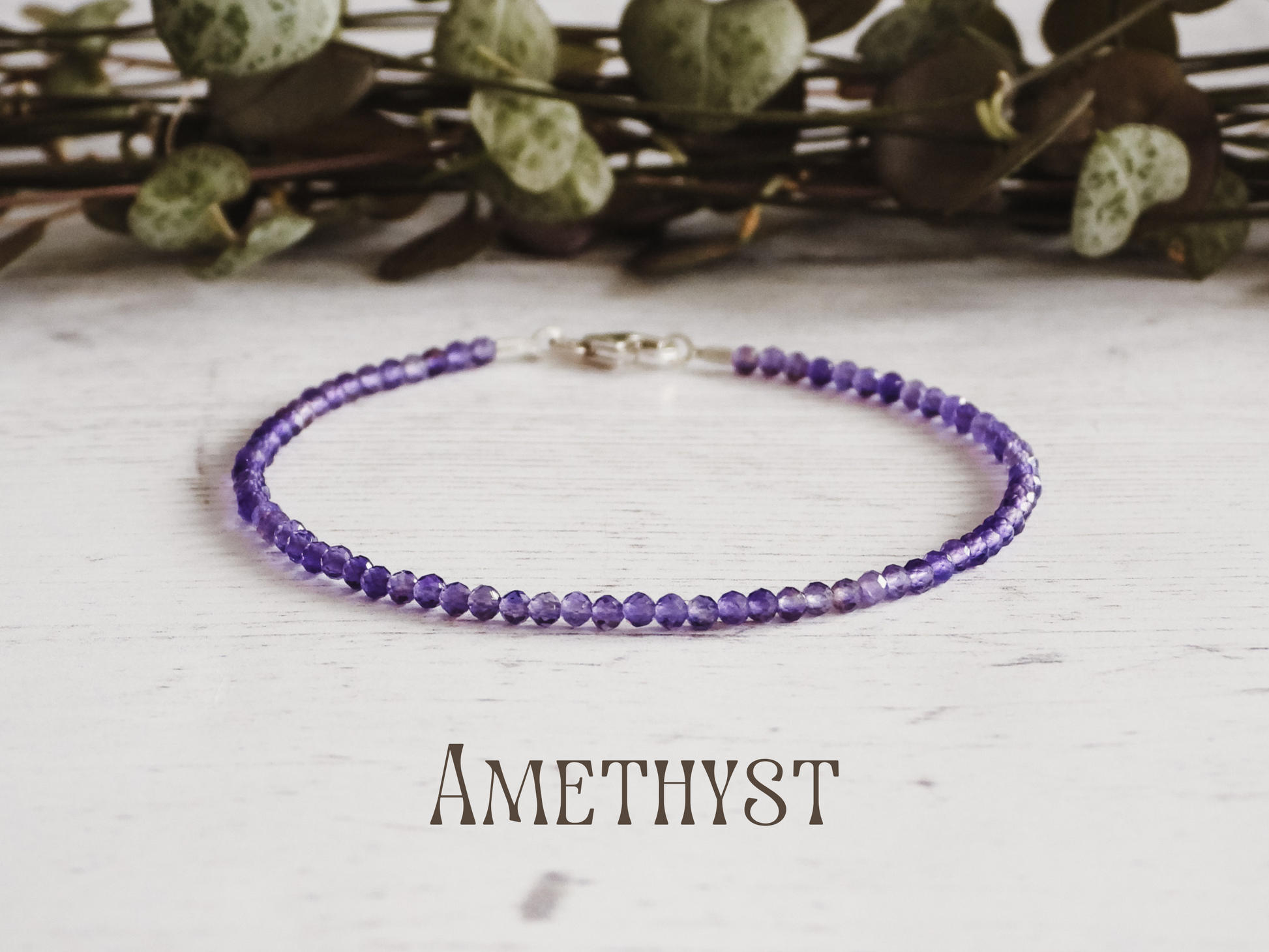 dainty amethyst gemstone beaded bracelet