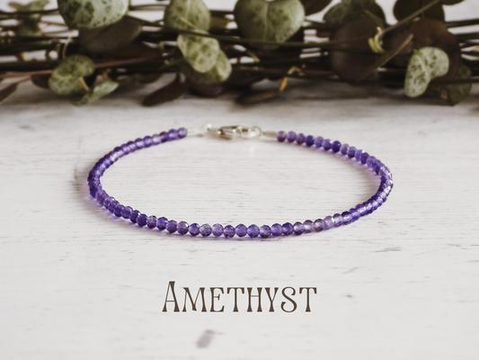 dainty amethyst gemstone beaded bracelet