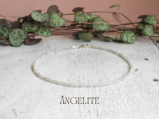 Dainty Angelite "Self Awareness" Gemstone Anklet | Faceted Beads