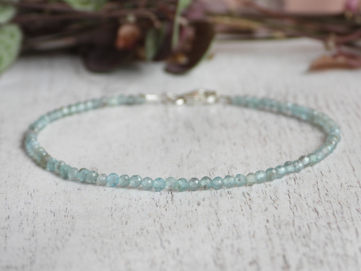 Dainty Gemstone Apatite Bracelet | Sterling Silver | Handmade