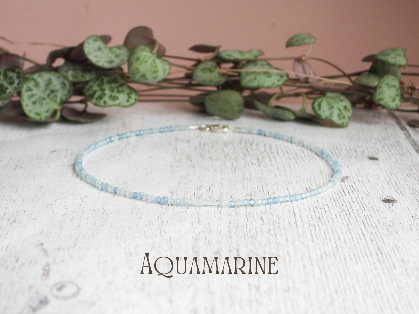 Dainty Aquamarine "Stone of the Sea" Gemstone Anklet | March Birthstone | Faceted Beads