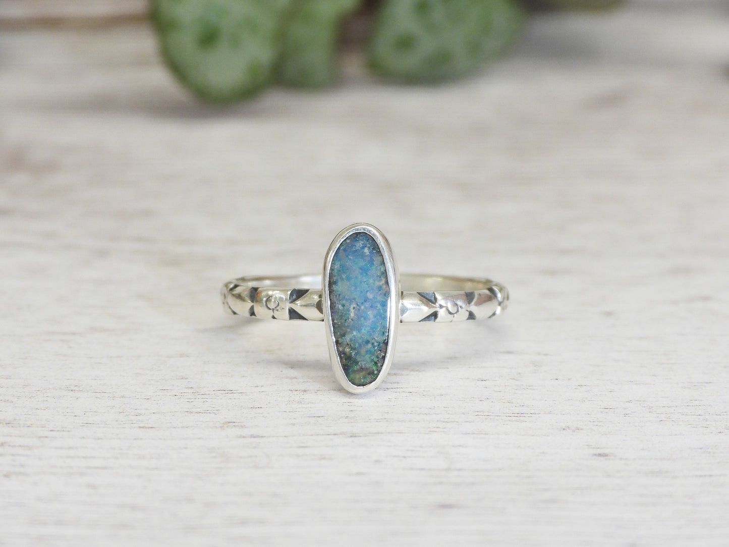 Australian Boulder Opal Stacking Ring | Size P/Q