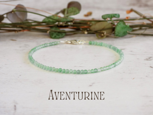 dainty green aventurine 2mm beaded bracelet