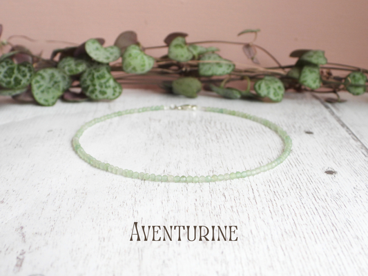 Dainty Aventurine "Prosperity" Gemstone Anklet | Faceted Beads
