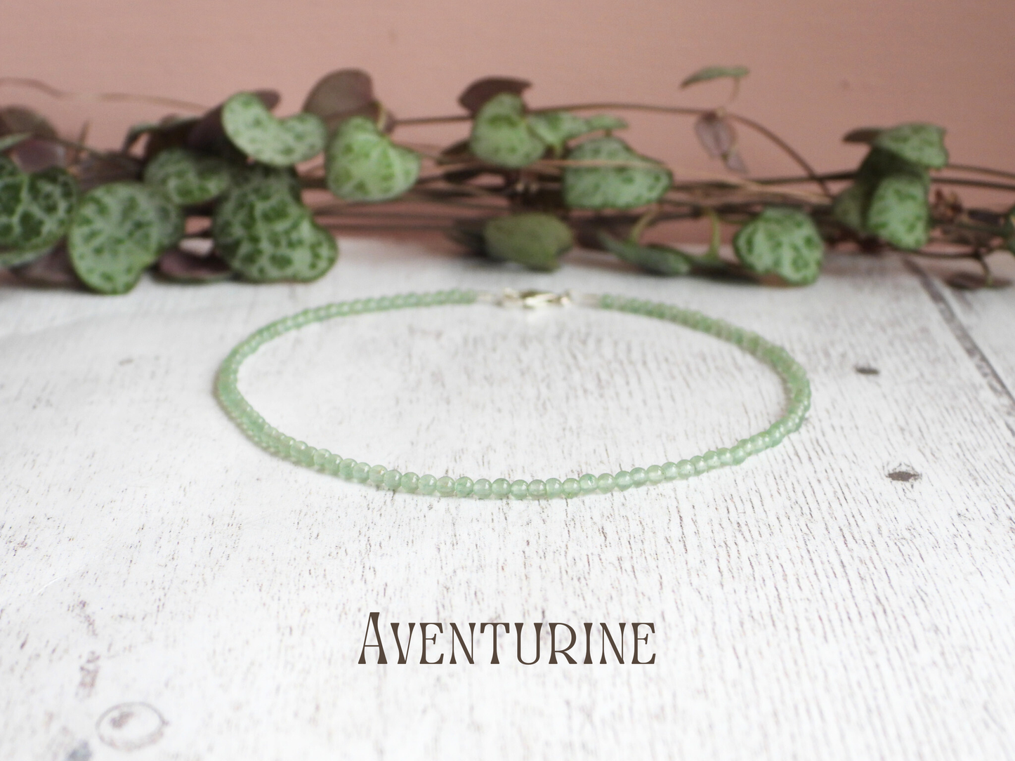 Dainty Aventurine "Prosperity" Gemstone Anklet | Round Beads