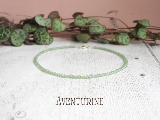 Dainty Aventurine "Prosperity" Gemstone Anklet | Round Beads