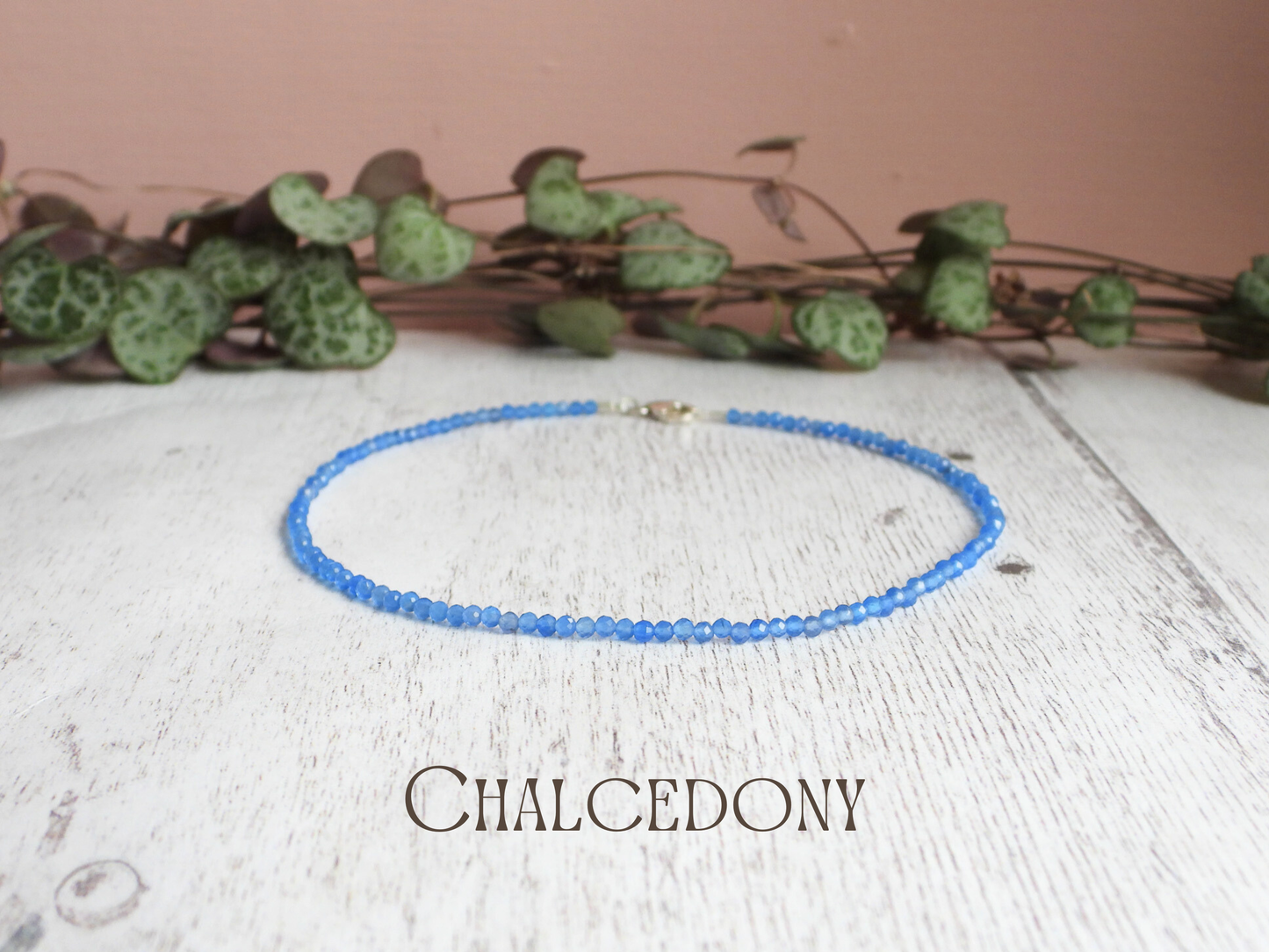 Dainty Chalcedony "Speakers Stone" Gemstone Anklet | Faceted Beads