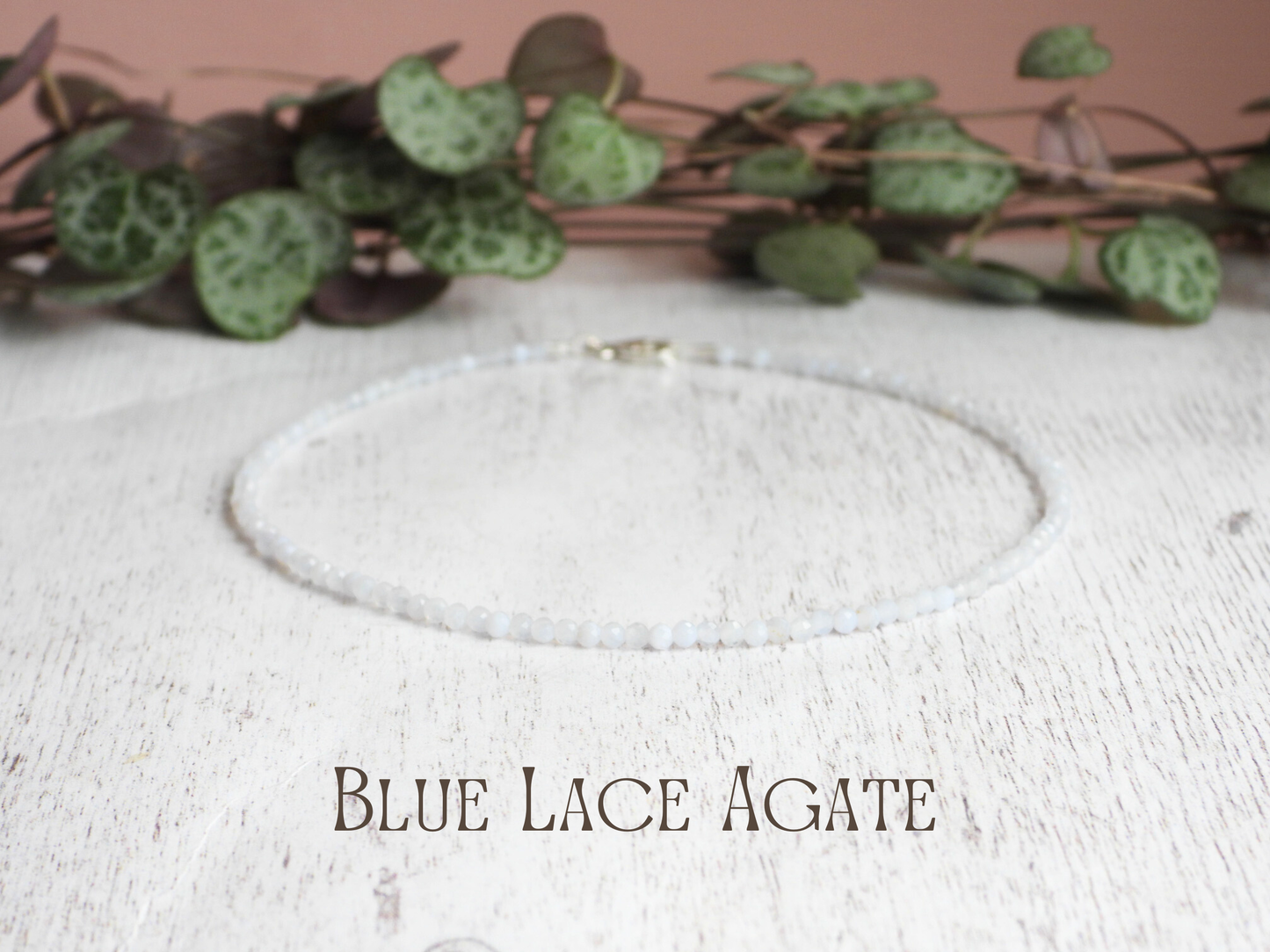 Dainty Blue Lace Agate "Diplomacy" Gemstone Anklet | Faceted Beads
