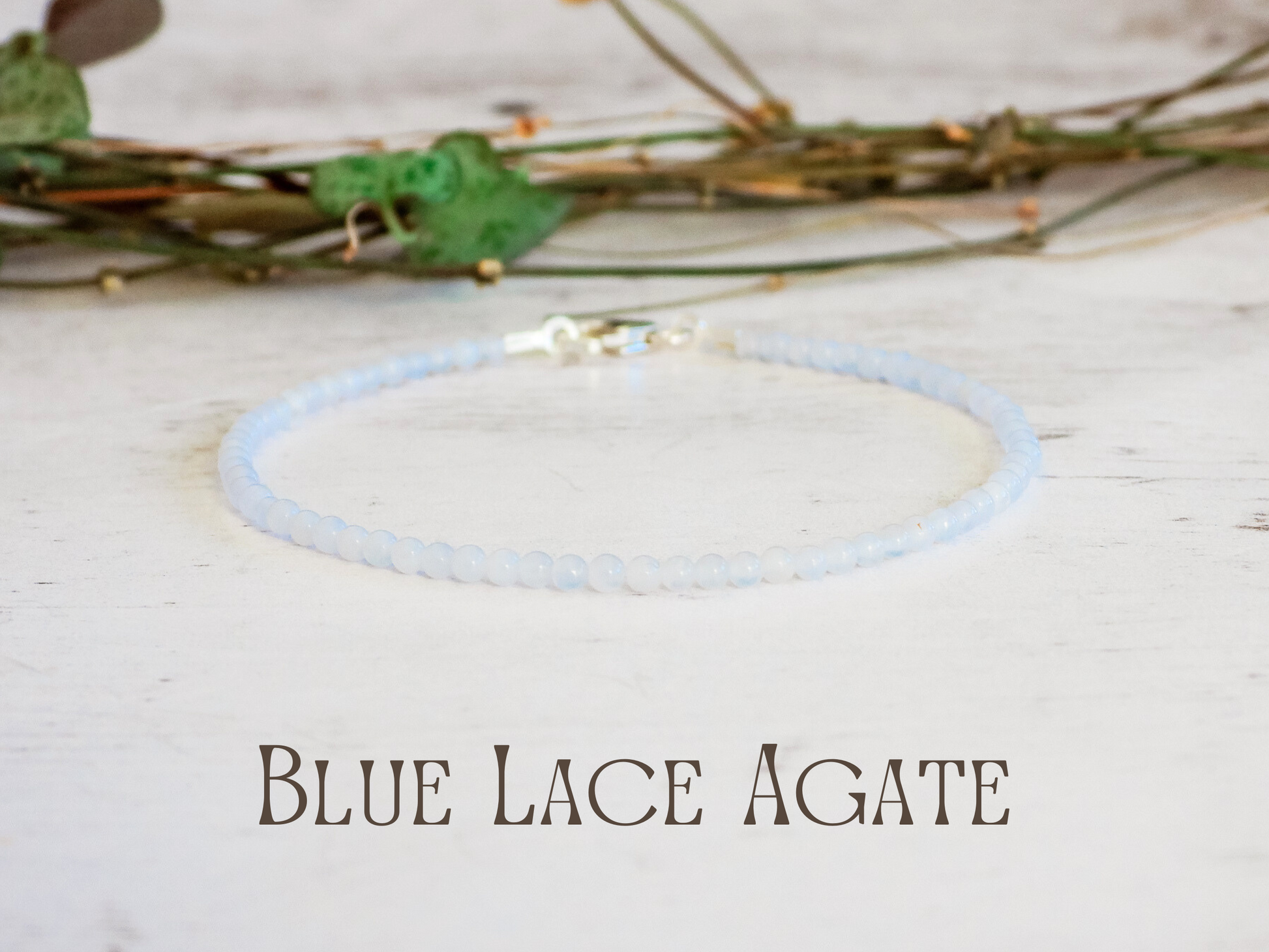 dainty blue lace agate 2mm gemstone bracelet