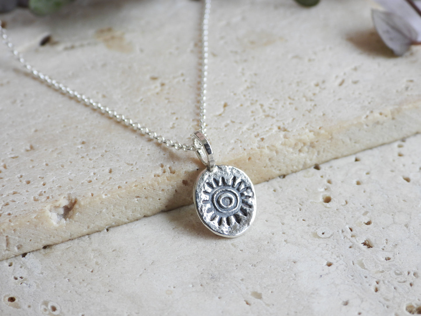 dainty boho style recycled sunshine charm necklace for layering