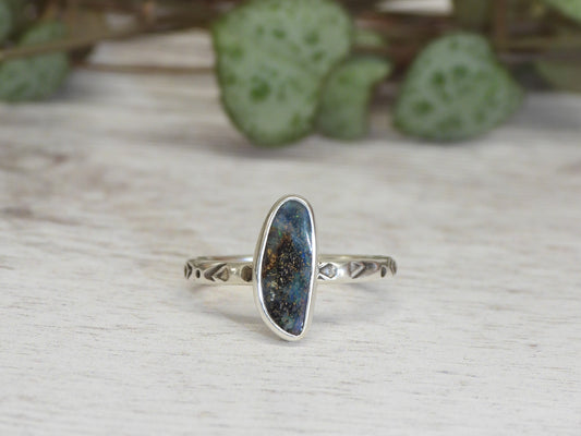 Australian Boulder Opal Stacking Ring | Size N