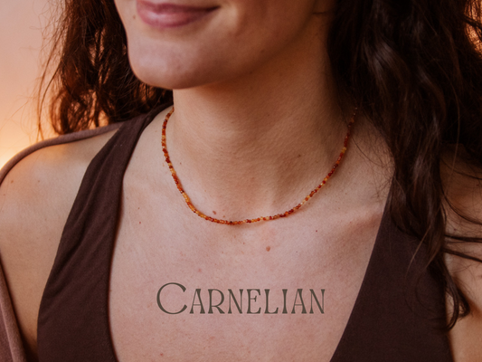 Dainty Carnelian "Fertility" Gemstone Necklace | Faceted Beads