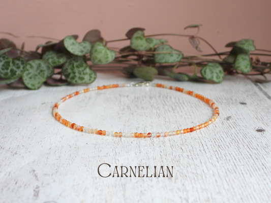 Dainty Carnelian "Fertility" Gemstone Anklet | July Birthstone | Faceted Beads