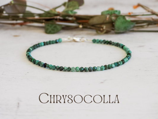 dainty chrysocolla gemstone beaded bracelet