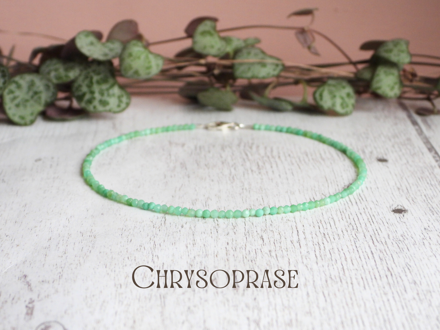 Dainty Chrysoprase "Love & Joy" Gemstone Anklet | Faceted Beads