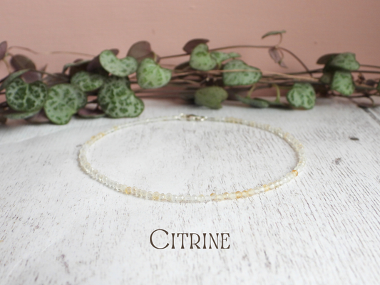 Dainty Citrine "Happiness" Gemstone Anklet | November Birthstone | Faceted Beads