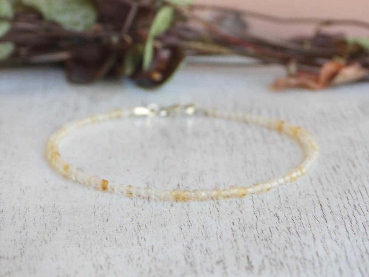Dainty Citrine Gemstone Bracelet | Sterling Silver | Handmade