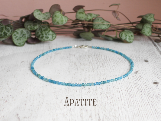 Dainty Apatite "Manifestation" Gemstone Anklet | Faceted Beads