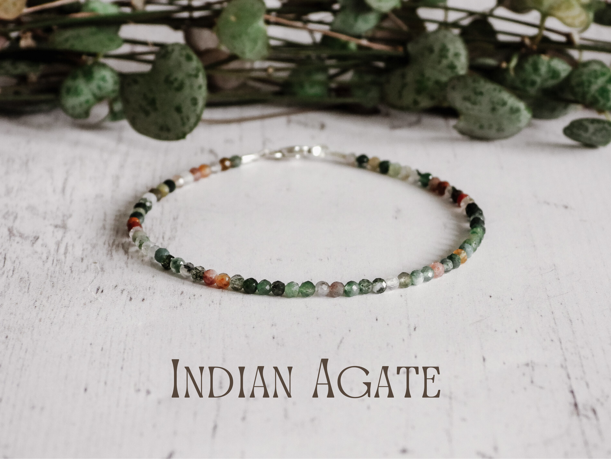 dainty indian agate stacking bracelet with 2mm gemstones