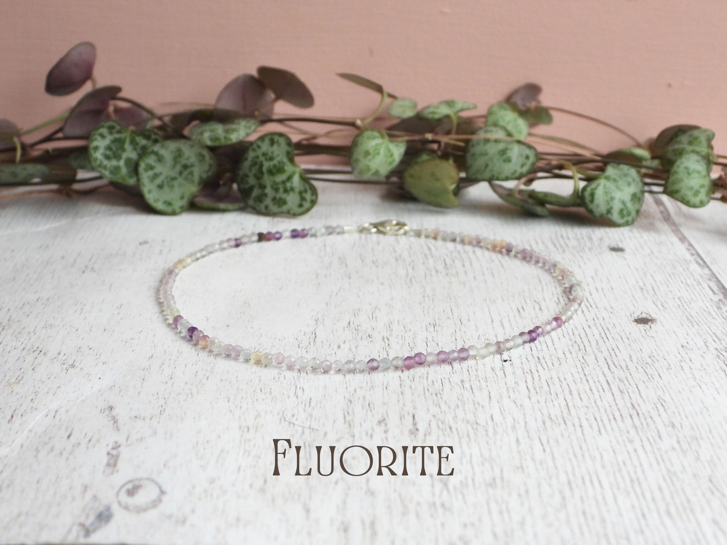 Dainty Fluorite "Clarity" Gemstone Anklet | Faceted Beads