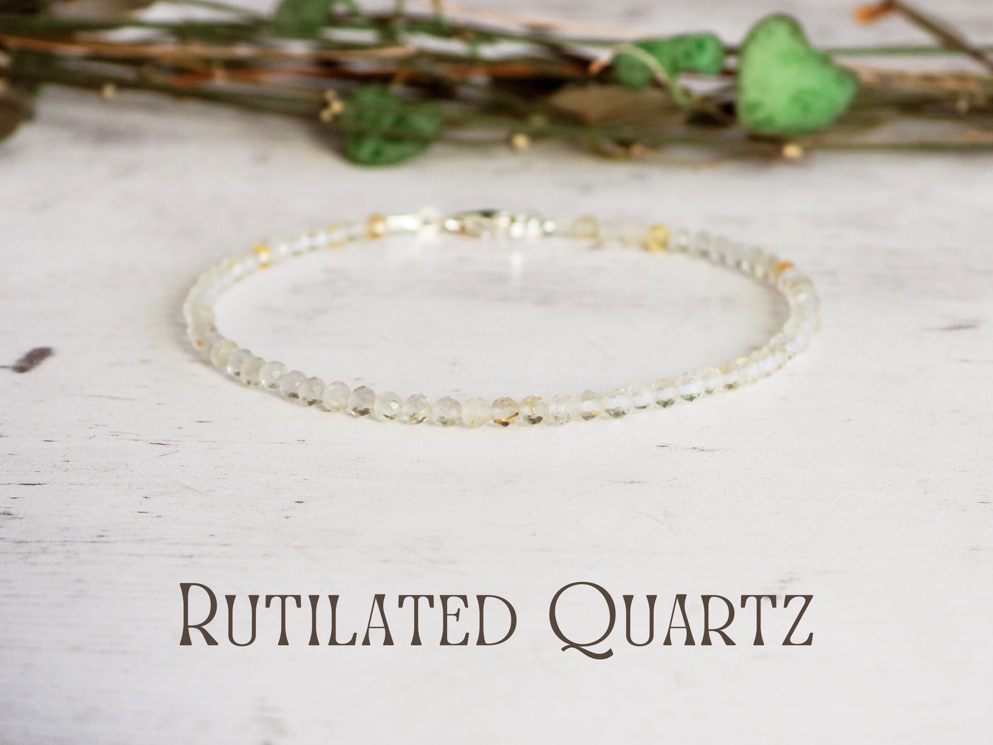 dainty golden rutilated quartz 2mm stacking gemstone bracelet
