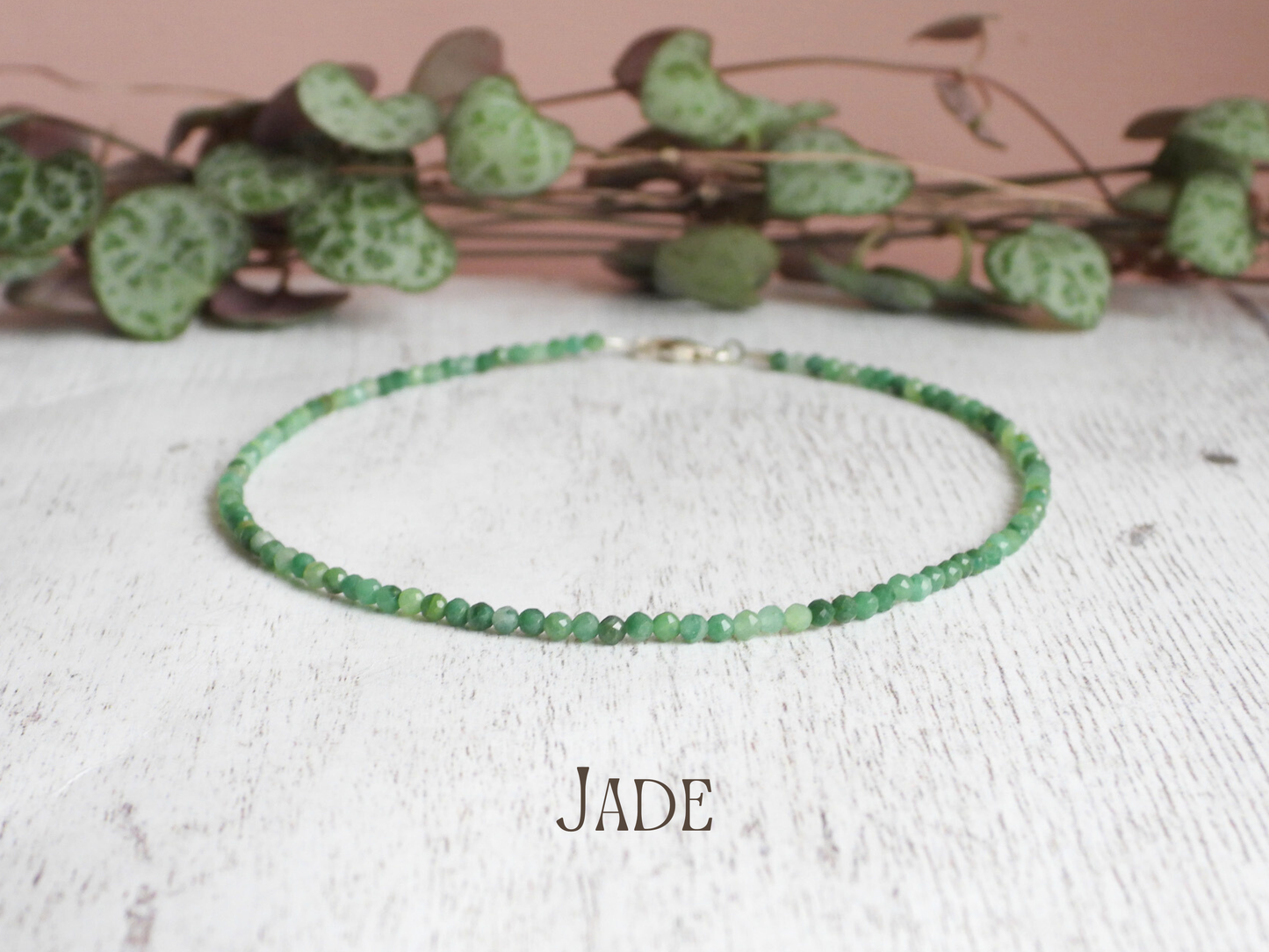 Dainty Jade "Harmony" Gemstone Anklet | Faceted Beads