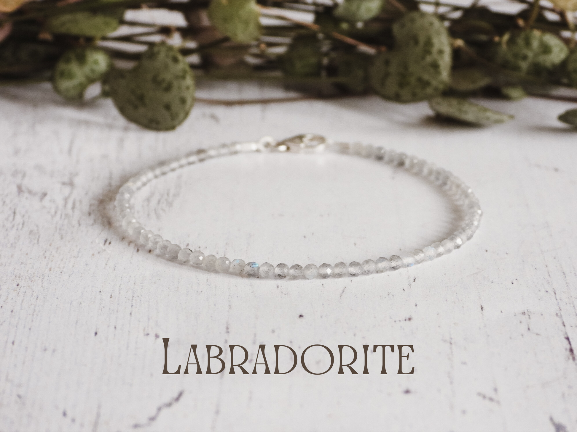dainty labradorite gemstone stacking bracelet with sterling silver clasp