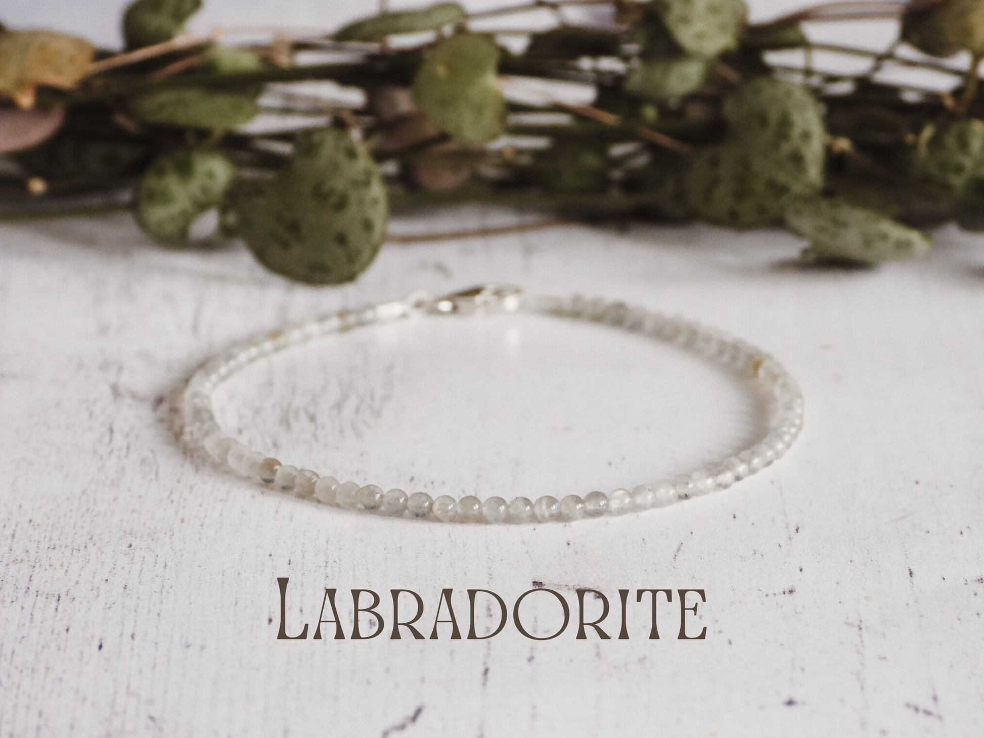 dainty labradorite gemstone beaded stacking bracelet