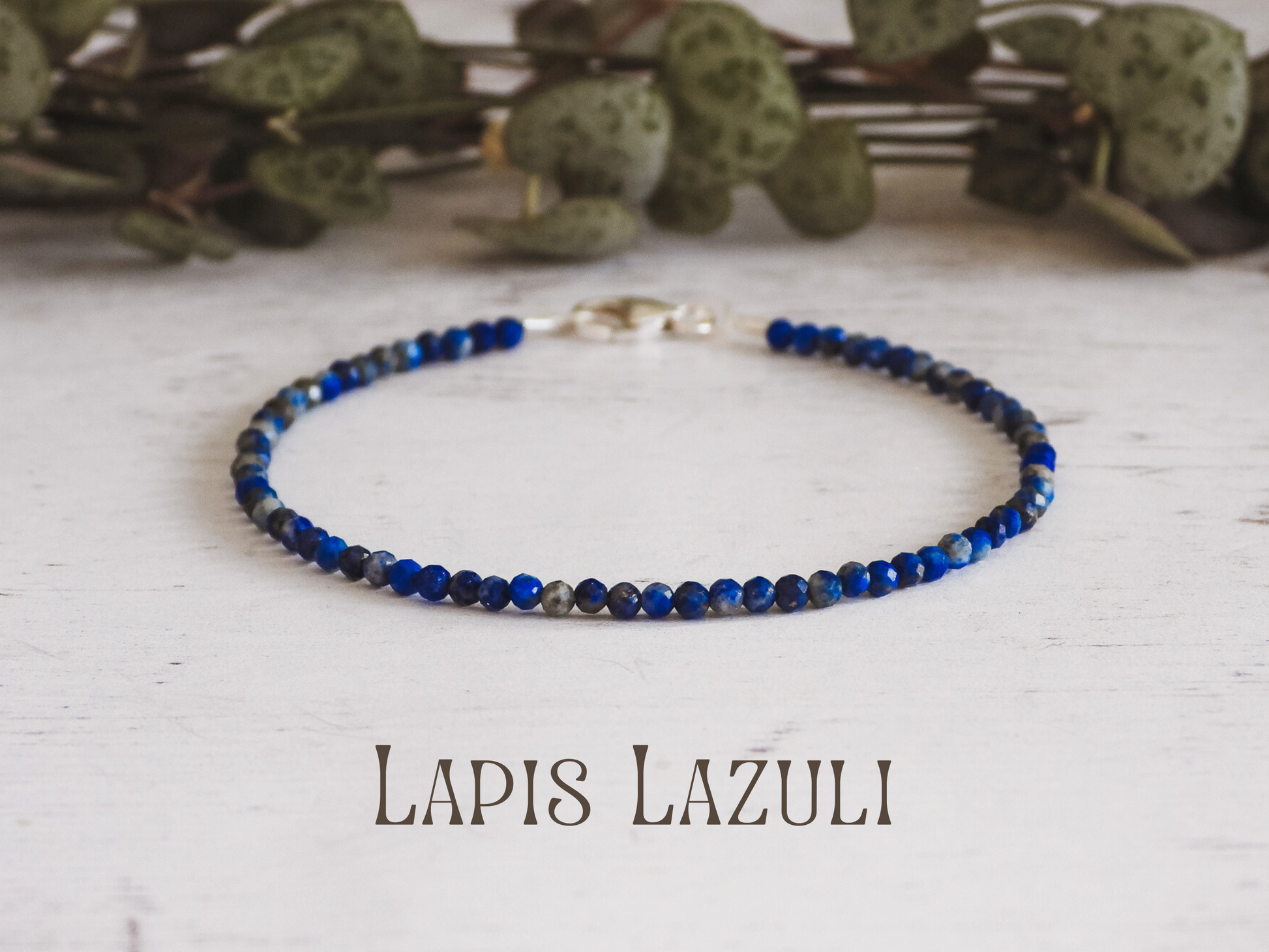 dainty lapis lazuli gemstone 2mm beaded bracelet