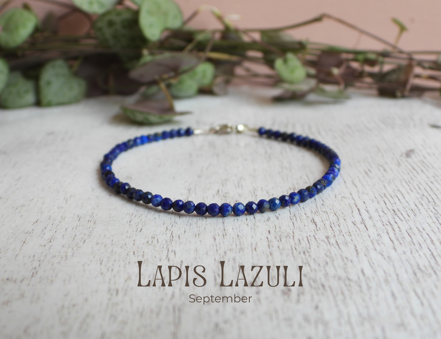 dainty lapis lazuli gemstone bracelet September birthstone