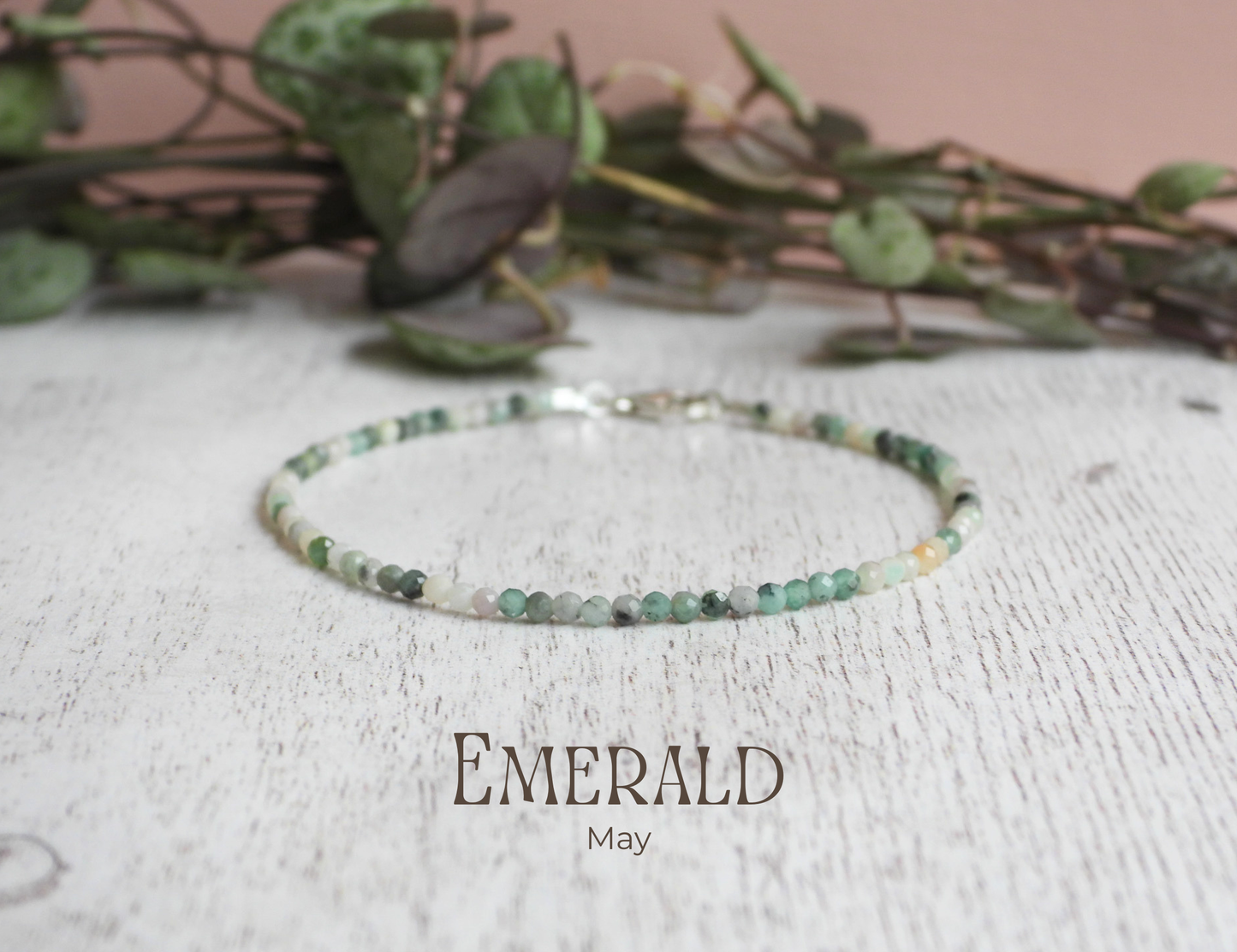 Dainty Emerald "Compassion" Gemstone Bracelet | May Birthstone | Faceted Beads