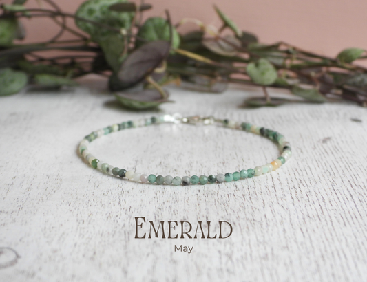 Dainty Emerald "Compassion" Gemstone Bracelet | May Birthstone | Faceted Beads