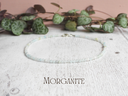 Dainty Morganite "Devine Love" Gemstone Anklet | Faceted Beads