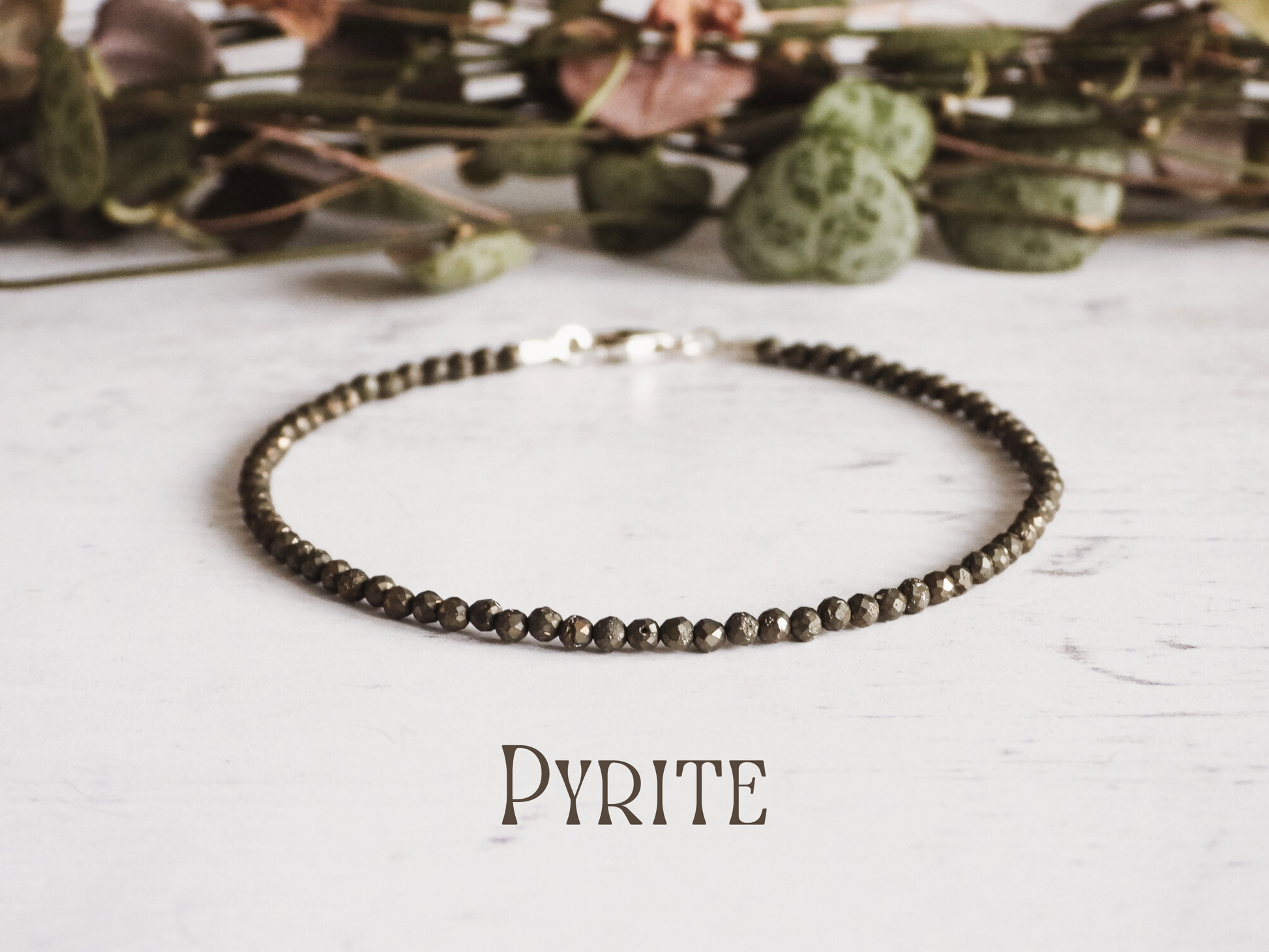dainty pyrite 2mm beaded bracelet