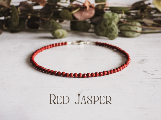 dainty red jasper crystal healing stacking bracelet