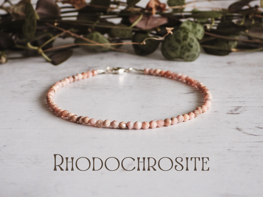 dainty rhodochrosite crystal healing gemstone bracelet