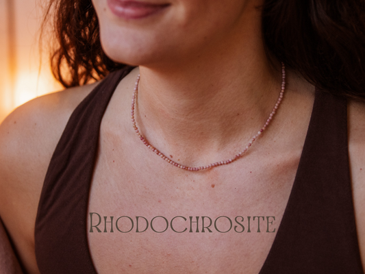 Dainty Rhodochrosite "Compassion" Gemstone Necklace | Round Beads