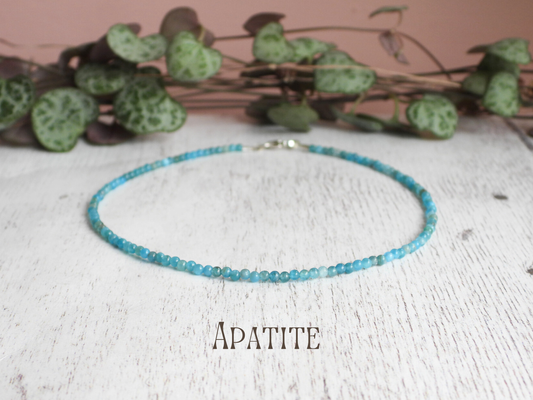 Dainty Apatite "Manifestation" Gemstone Anklet | Round Beads