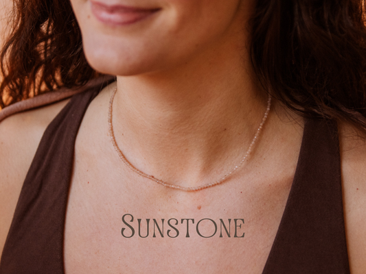 Dainty Sunstone "Leadership" Gemstone Necklace | Faceted Beads