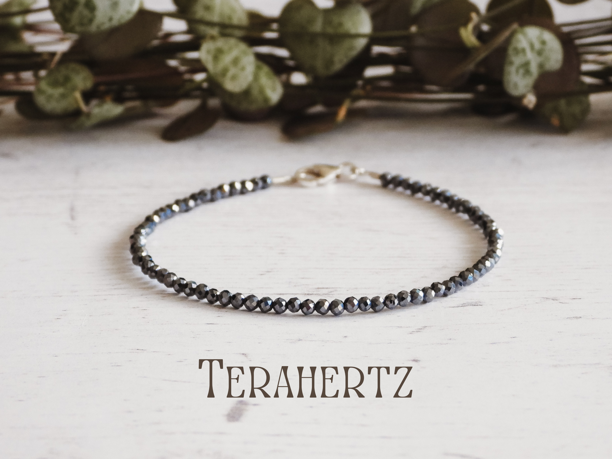 dainty terahertz gemstone 2mm beaded stacking bracelet