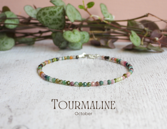 Dainty Rainbow Tourmaline "Forgiveness" Bracelet | October Birthstone | Faceted Beads