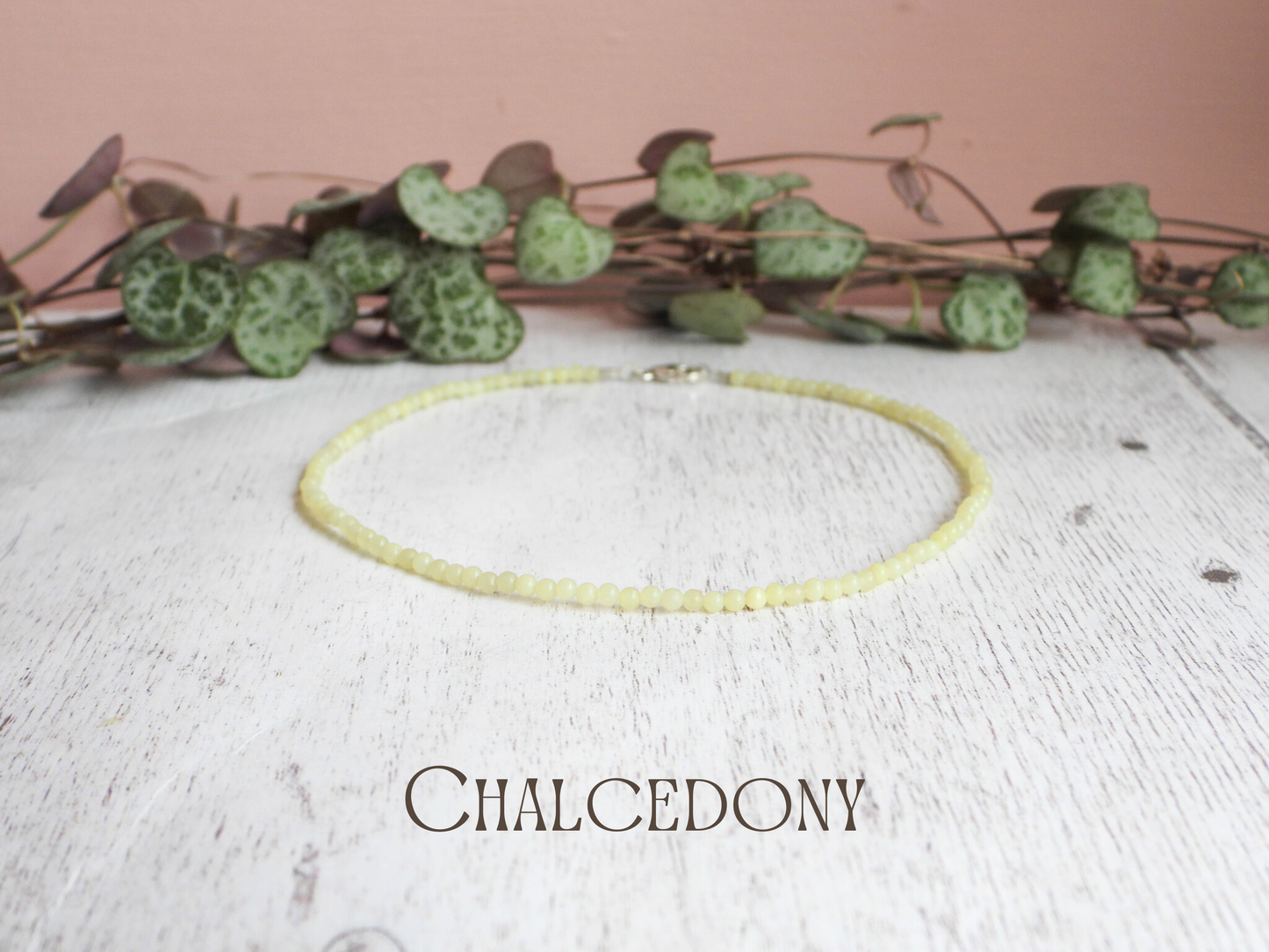 Dainty Chalcedony "Speaker's Stone" Gemstone Anklet | Round Beads