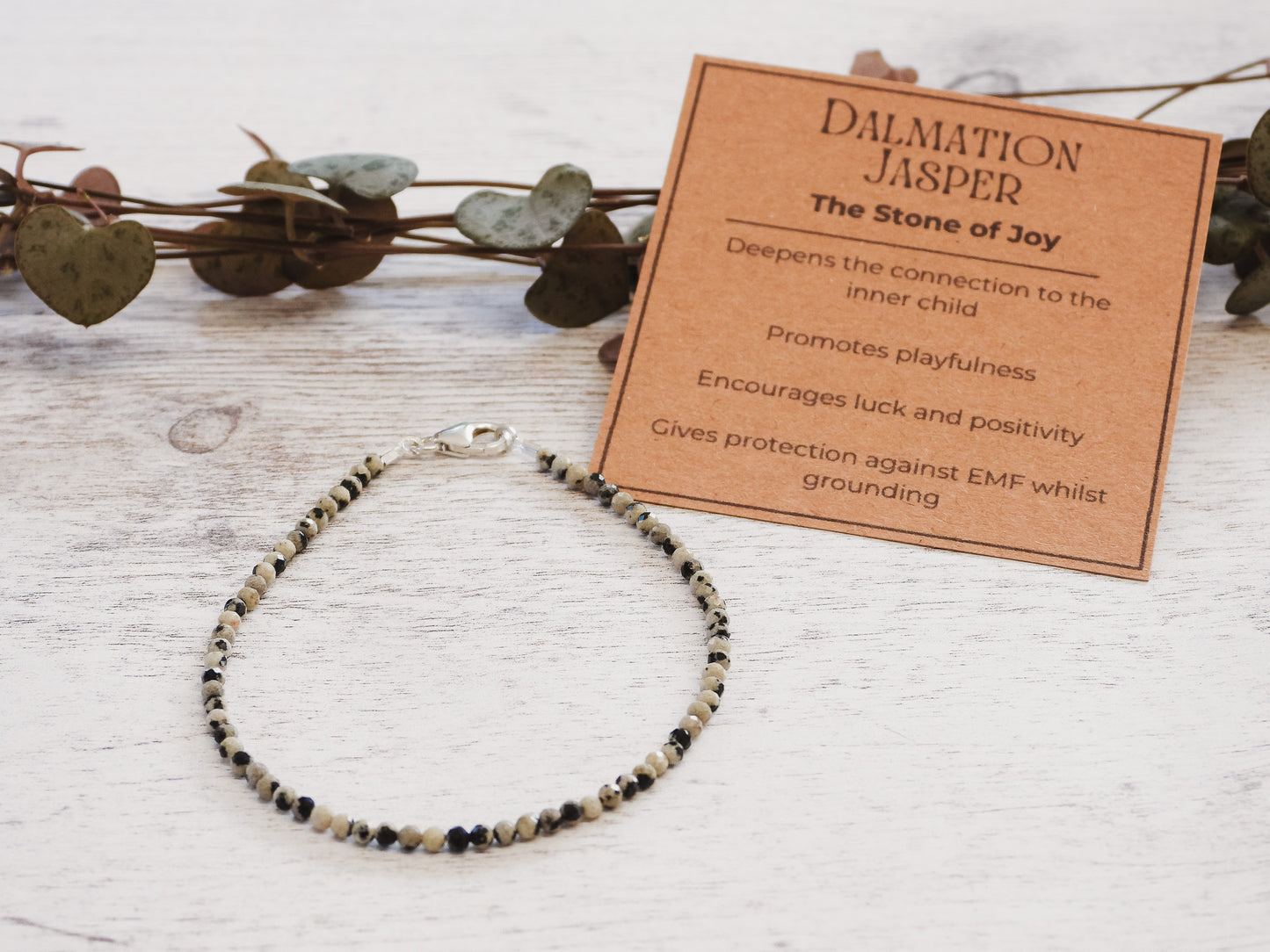 Dainty Dalmatian Jasper "Joy" Gemstone Bracelet | Faceted Beads