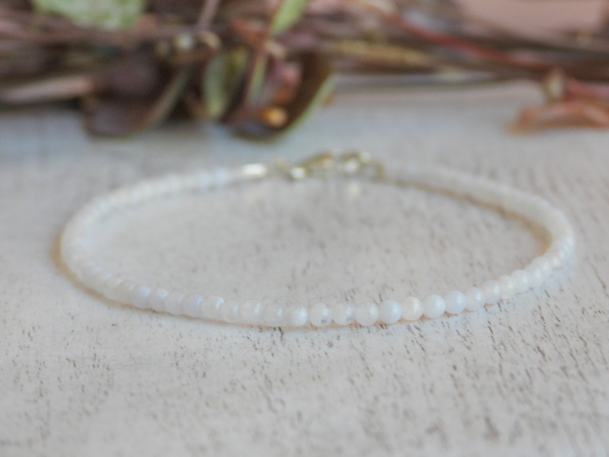 Dainty Blue Lace Agate Gemstone Bracelet | Sterling Silver | Handmade