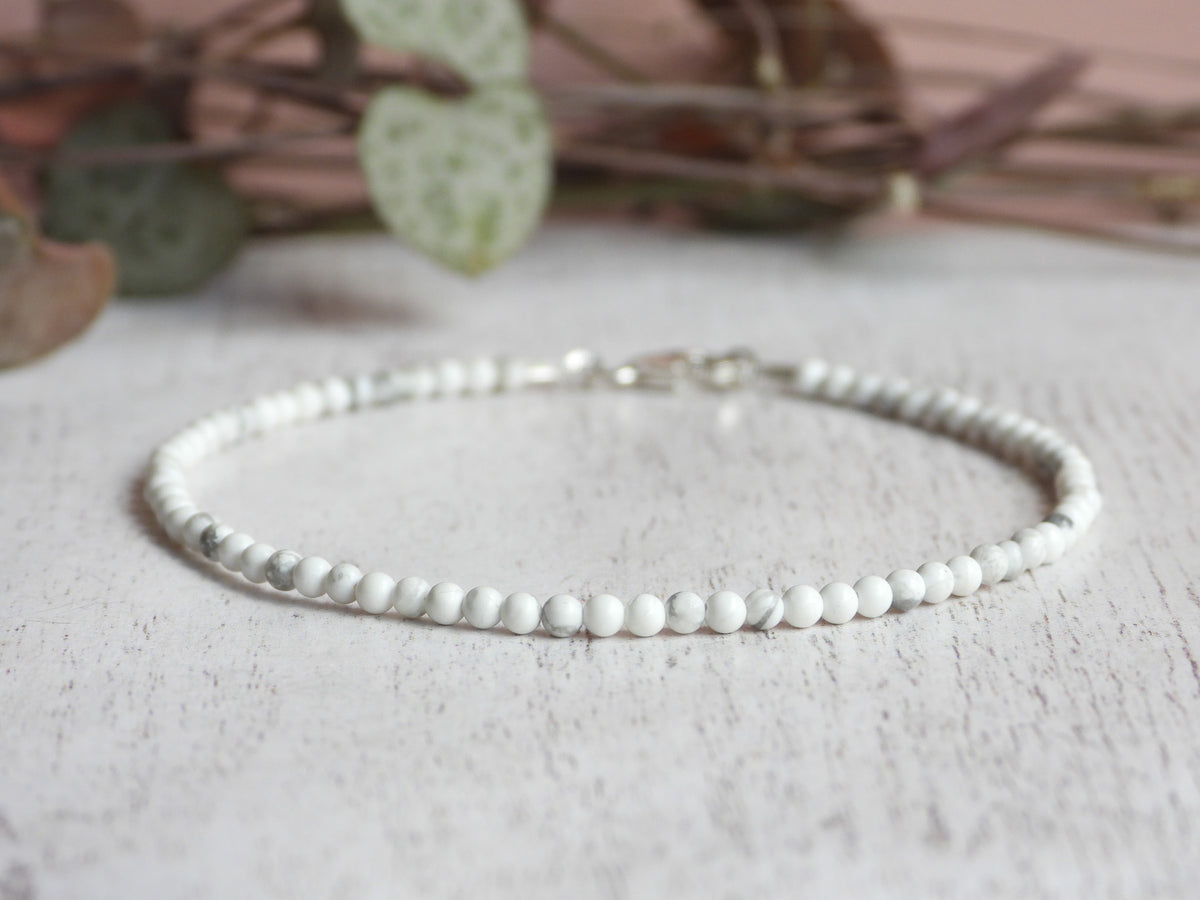 Dainty Howlite Gemstone Bracelet | Sterling Silver | Handmade