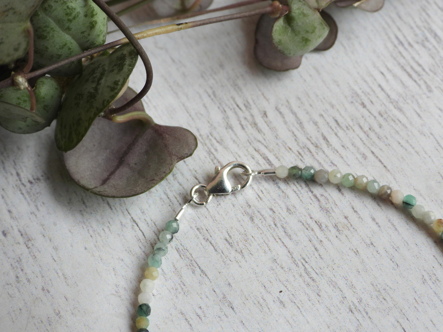 Dainty Emerald and Pearl Gemstone Bracelet | May Birthstone | Faceted Beads