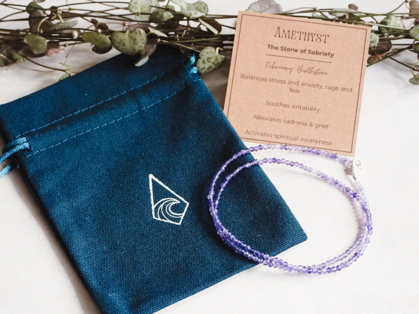 Dainty Amethyst "Sobriety" Gemstone Necklace